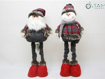 Mô hình Noel vải nhồi bông Vintage xám chân co rút X-VNHB-12